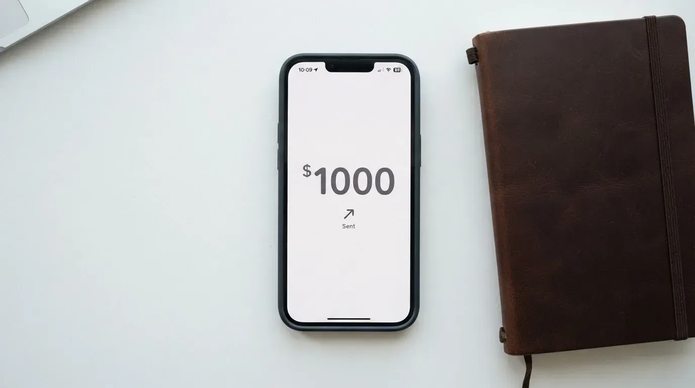 A phone showing a stablecoin transfer screen
