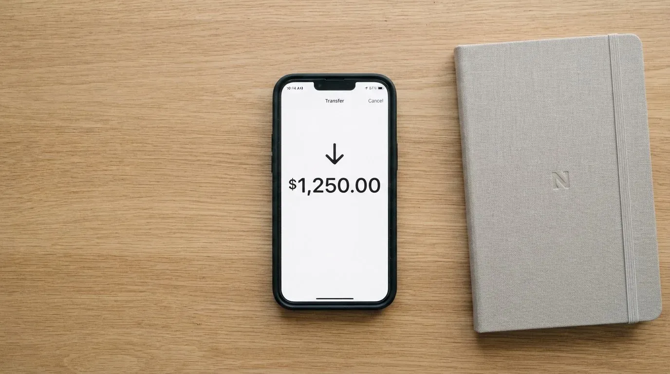 A phone showing a stablecoin transfer screen