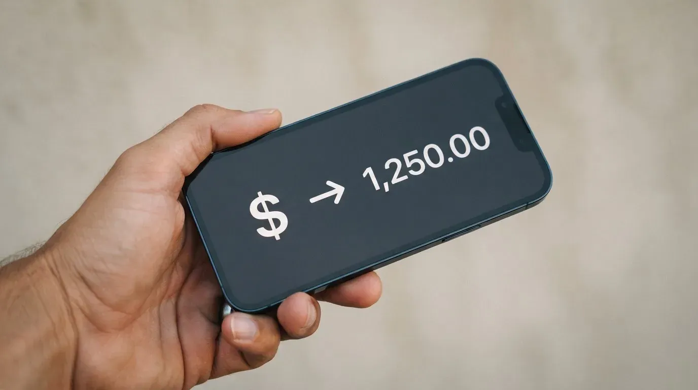A phone showing a stablecoin transfer screen