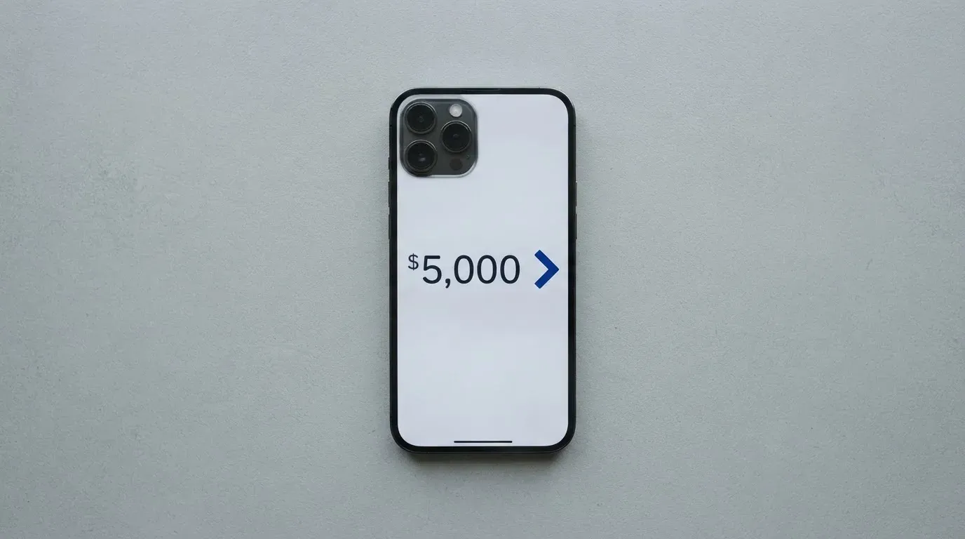 A phone showing a stablecoin transfer screen