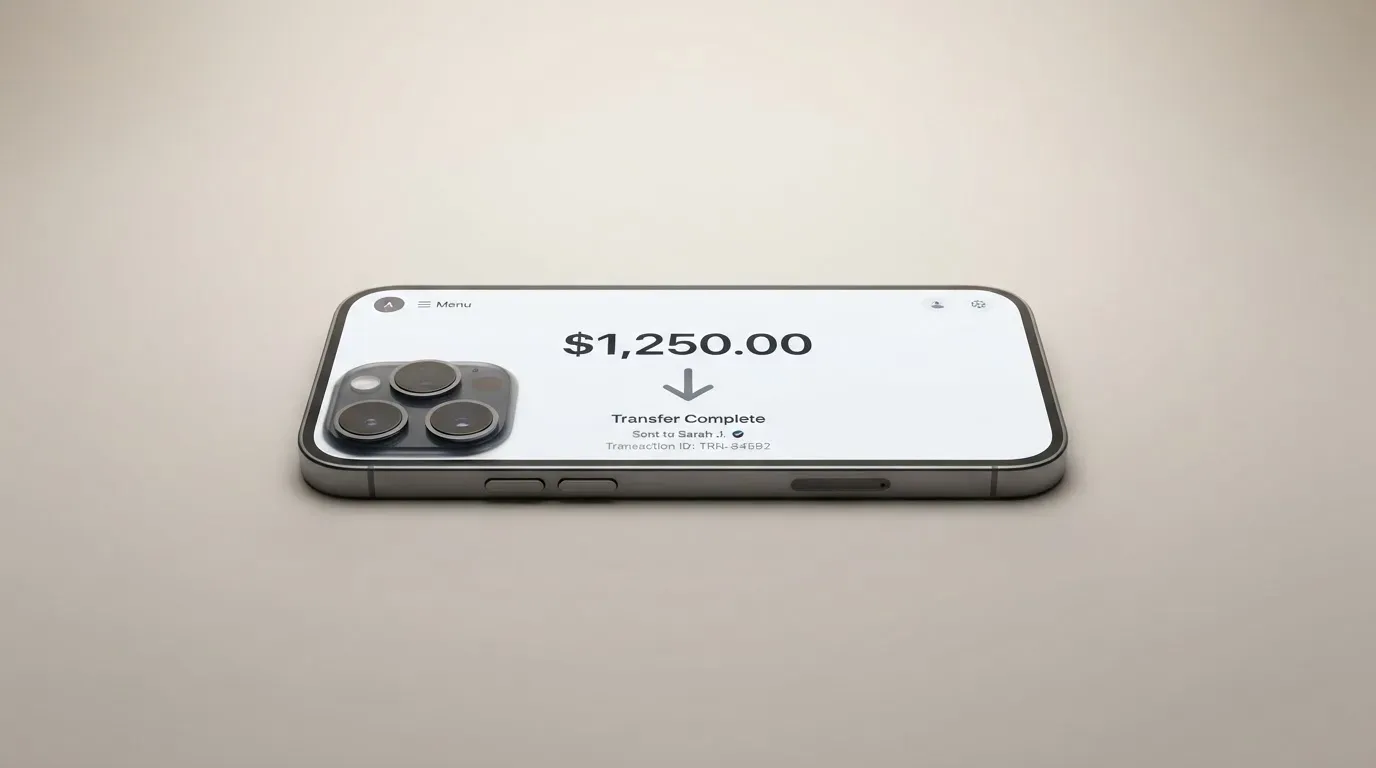 A phone showing a stablecoin transfer screen