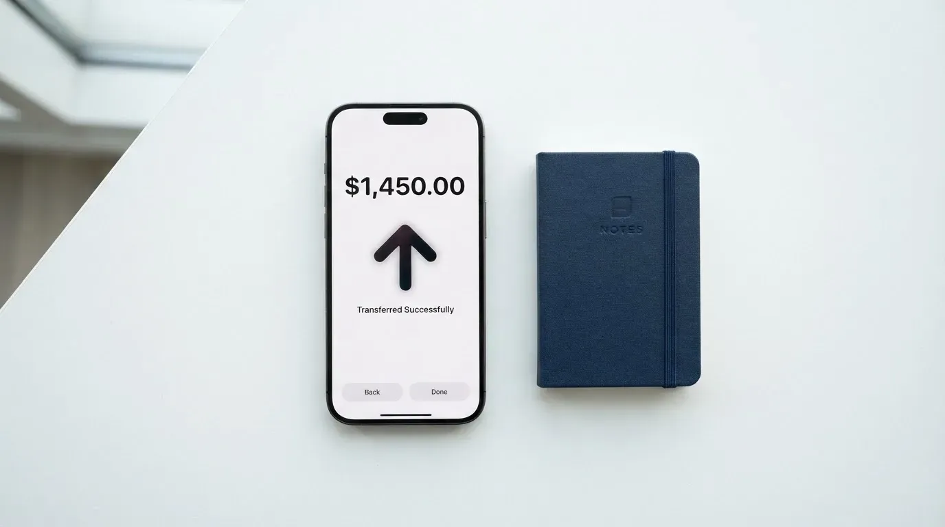 A phone showing a stablecoin transfer screen