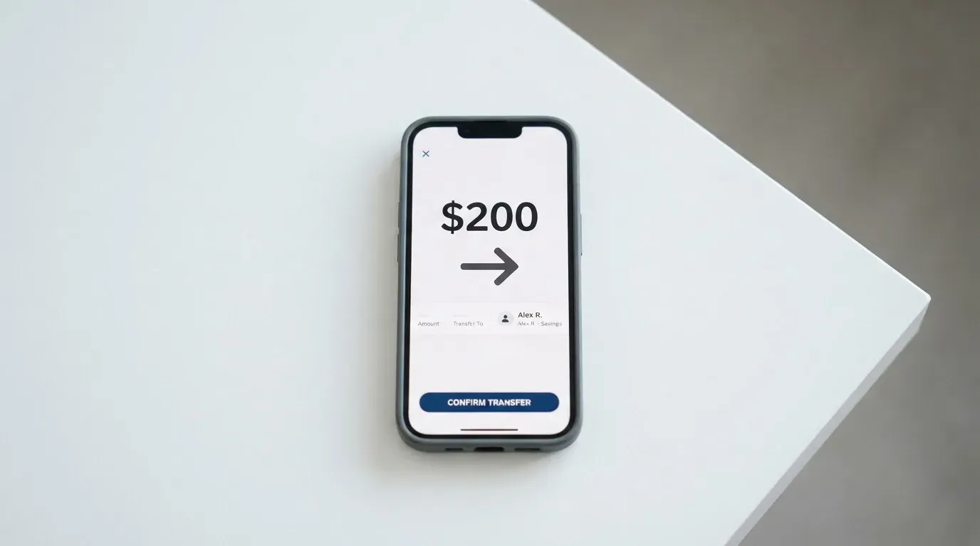 A phone showing a stablecoin transfer screen