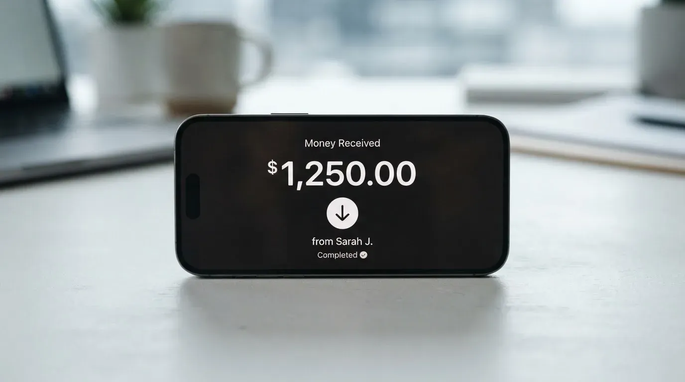 A phone showing a stablecoin transfer screen