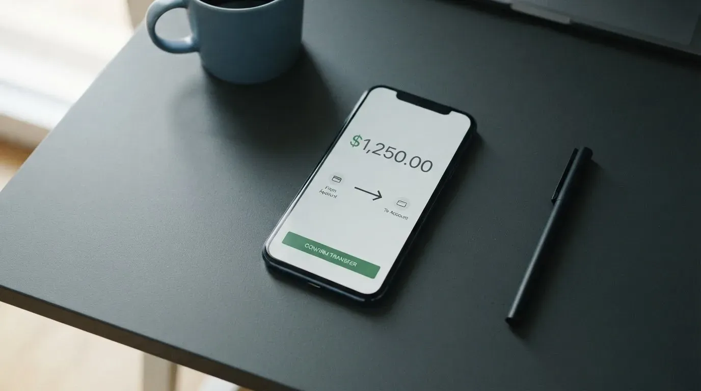 A phone showing a stablecoin transfer screen